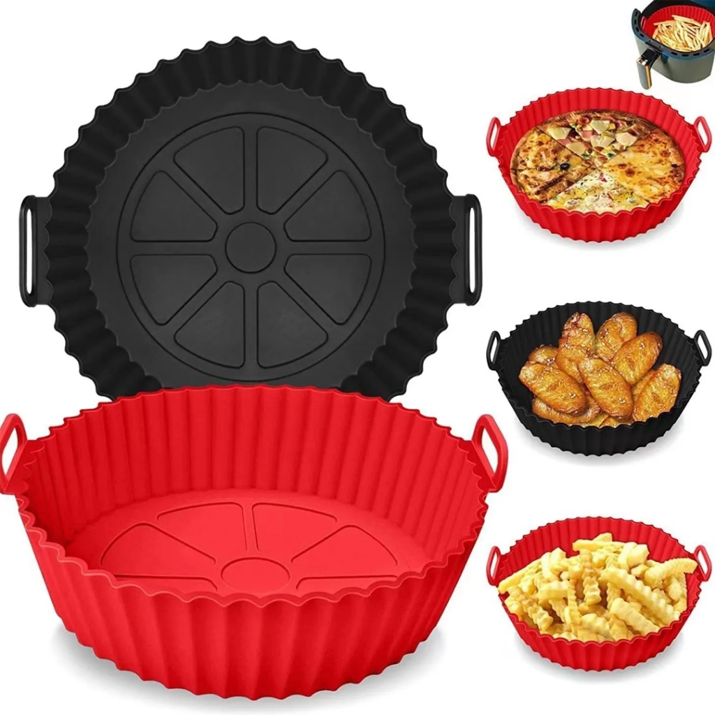 Cesto Forma De Silicone Airfryer 20cm Protetor Antiaderente - Cinza