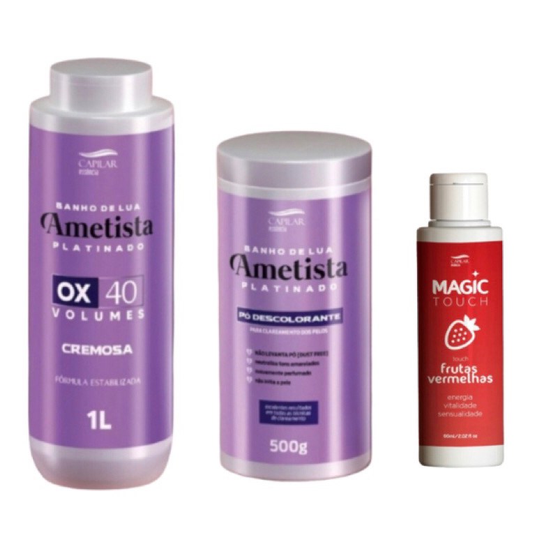 Banho de lua ametista platinado + Magic touch frutas 60ml show bronze