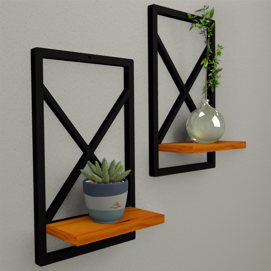 Prateleira Estilo Industrial 23x37 cm  modelo Quadro - Ideal para Sala, Quarto, Cozinha e ...