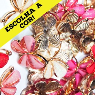 Aplique Artesanato Borboleta em Metal - 5 Unidades - Várias Cores