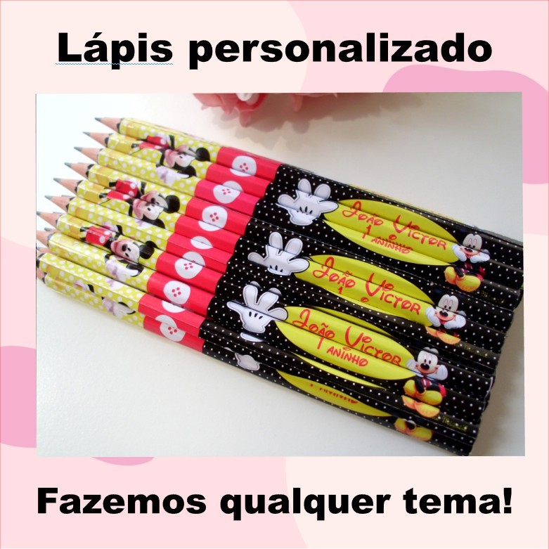 10 lápis personalizado para escola ou lembrancinha em Oferta na Shopee
