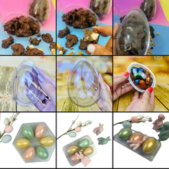 Kit 5~50 Blister Ovo De Páscoa Transparente 50g 150g 250g 350g ou 500g TRIO DUO PÁSCOA 2026 (CHOCO)