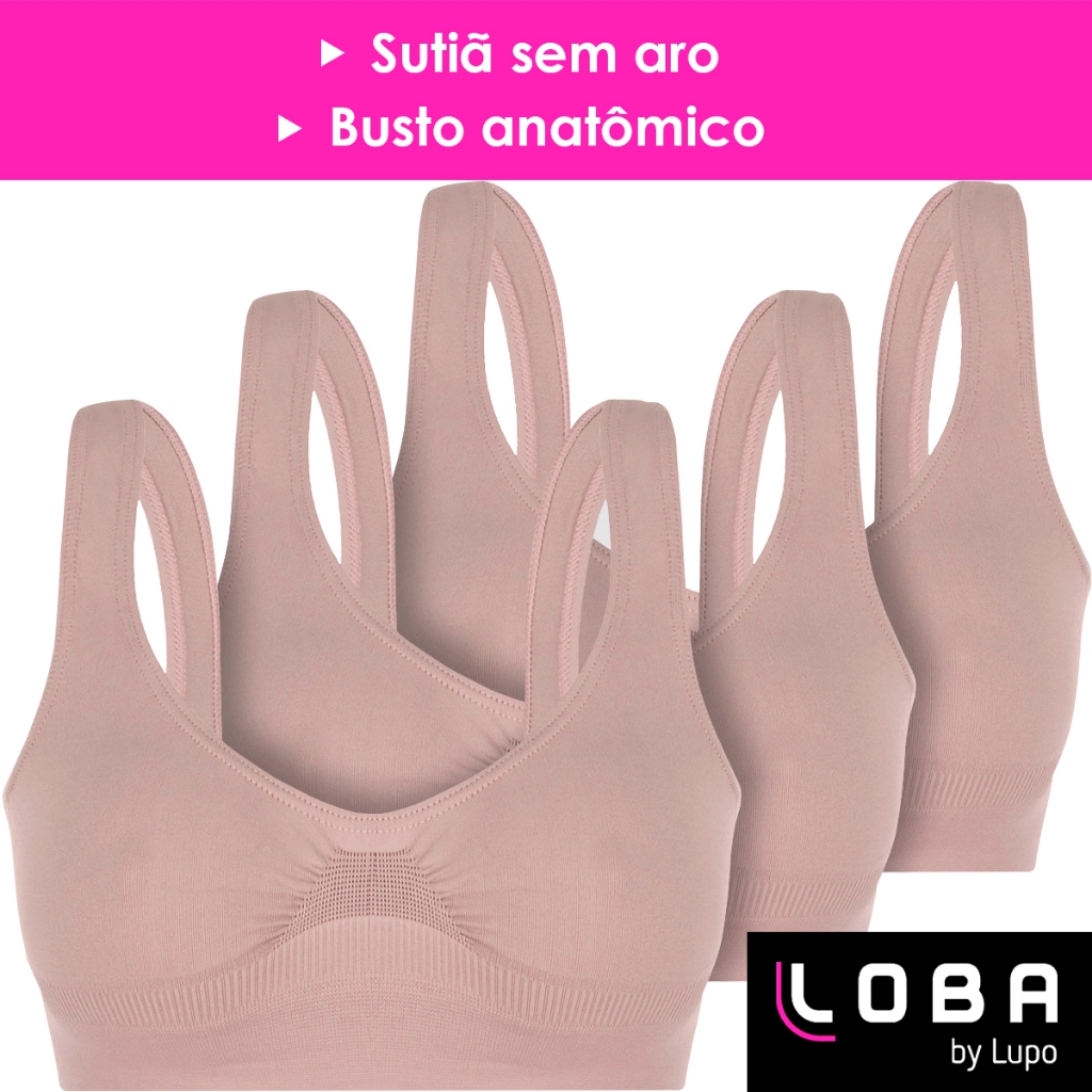 Kit 3 Sutiãs Lupo Original Loba Sem Costura Soutien Confortável Top Antiviral Antimicrobial S/ Bojo - Women Clothes