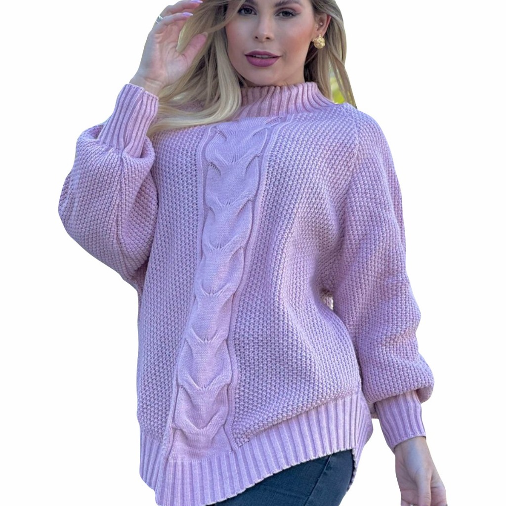 Capa Tricô Poncho Pala Blusa Outono Inverno Gola Alta