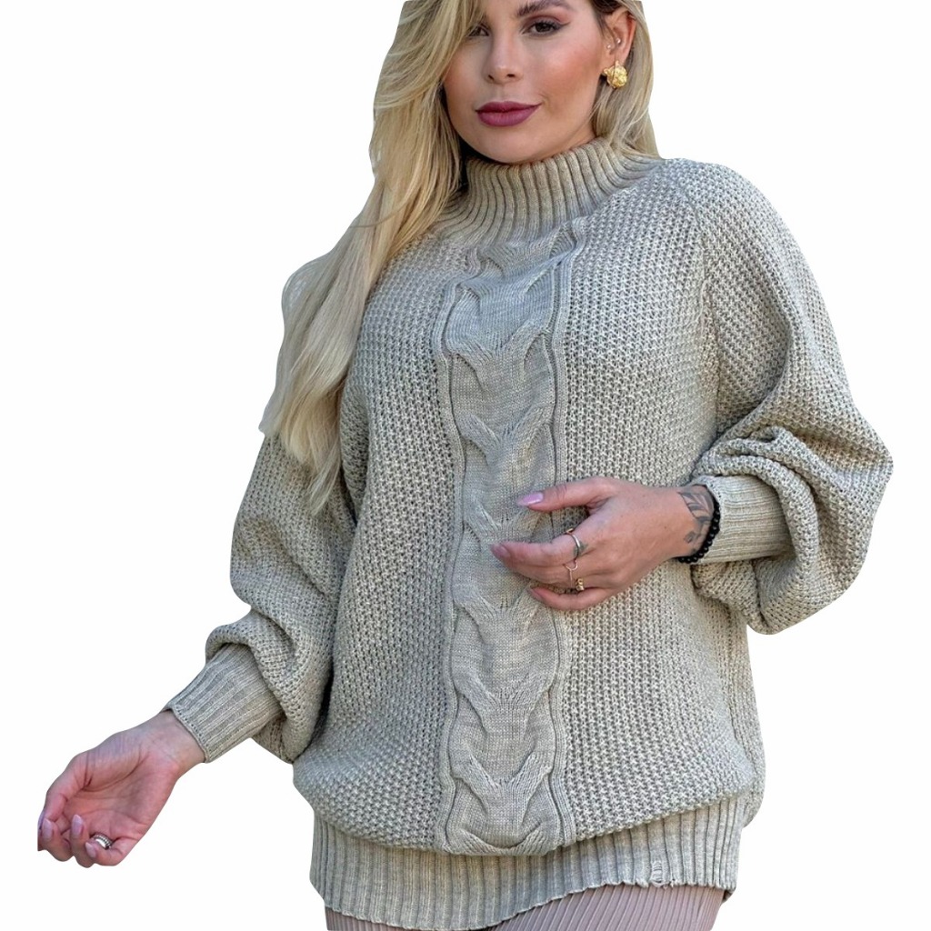 Kimono Trico Poncho Lã Feminino Inverno Manga Longa Xadrez