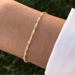 Pulseira Feminina de Malha Trançada Banhada a Ouro ou Prata