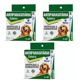 Coleira para cachorro Antipulgas E Carrapatos  - 3 Unidades