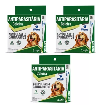 Coleira para cachorro Antipulgas E Carrapatos - 3 Unidades