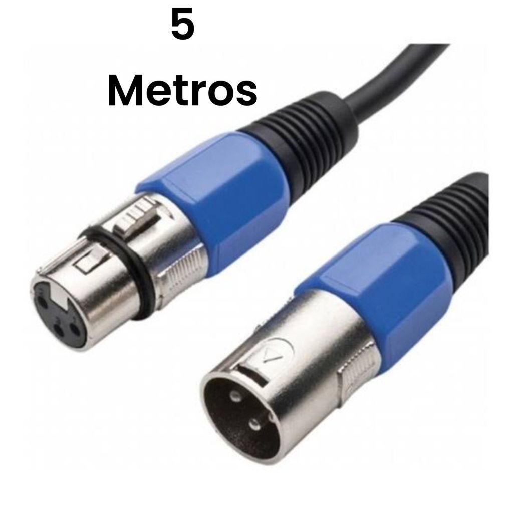 Cabo Microfone Xlr Canon Macho X Femea Balanceado 5 Metros