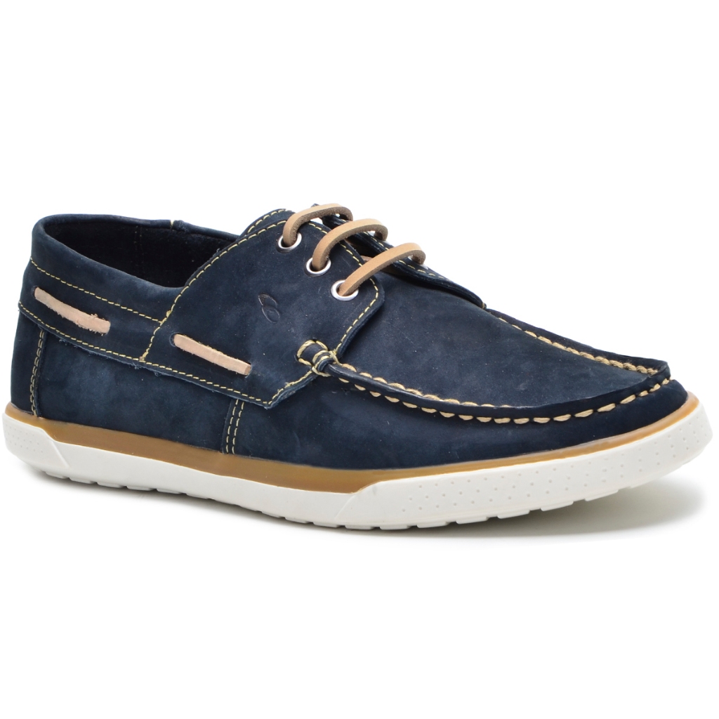 Docksider Masculino Couro Nobuck Casual com Cadarço – G110