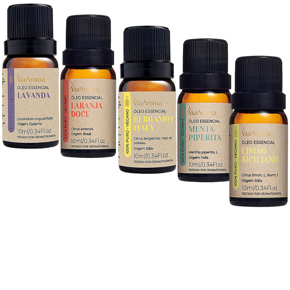 Kit 5 Oleos Essenciais 100% Puro Via Aroma