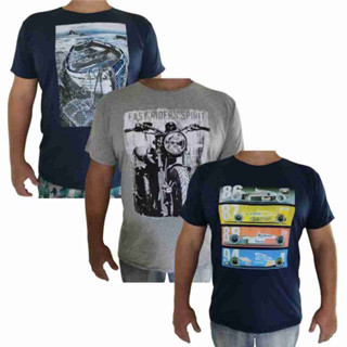Kit de 3 Camisetas 100% Algodão Gola Redonda