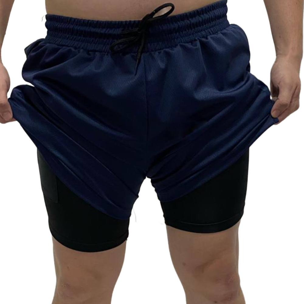 Shotrs 2 Em 1 Bermuda treino short dry fit Masculino Calção elastano academia