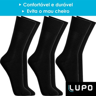 Kit 3 Pares Meia Social Lupo Masculina Cano Alto Longo Original