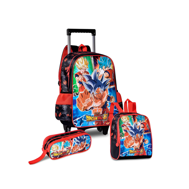 mochila goku dragon ball z kit com 3 Kit Mochila com rodas Dragon Ball Gozu