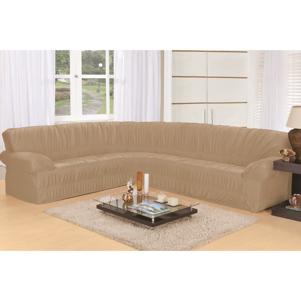 Capa de Sofá Canto Grande 21 Elásticos Protetor Bege Vermelha Preta