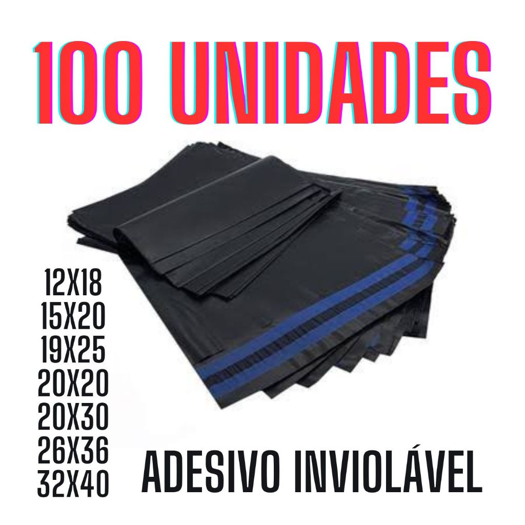Kit 100 Unidades Envelope De Segurança Aba Adesiva Embalagem Correio Ecommerce Saco Adesivado