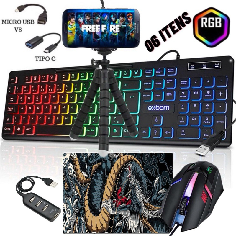Mobilador Gamer RGB 6 Item Completo Para Celular