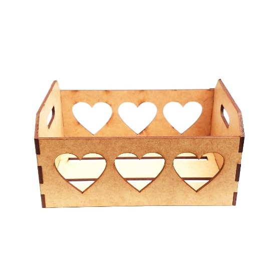 KIT 5 UNIDADES / Caixote Coração MDF 15x10 decorativo mini