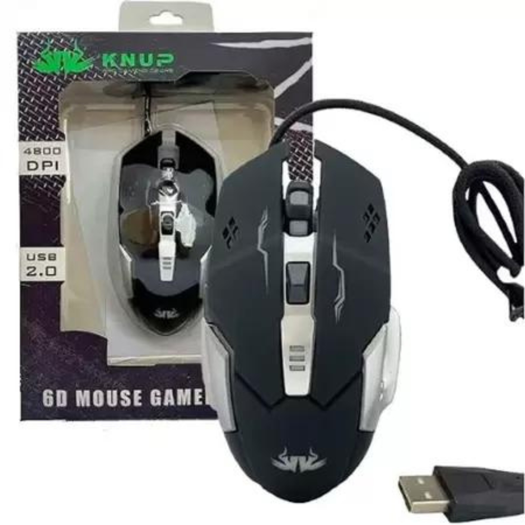 Mouse Gamer Knup KP-MU004 Gaming 800 até 4800DPI com Led USB