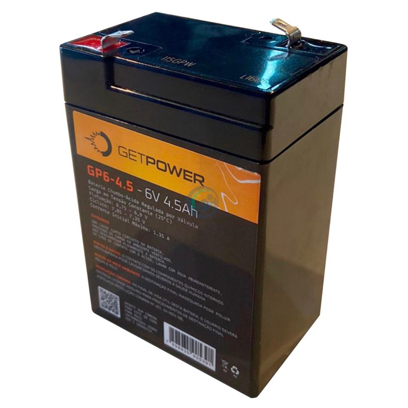 Bateria 6v 4,5ah 6 volts Bandeirante para Carrinhos e Motos Elétricas 4,5 amperes Brinquedos Bandeirante