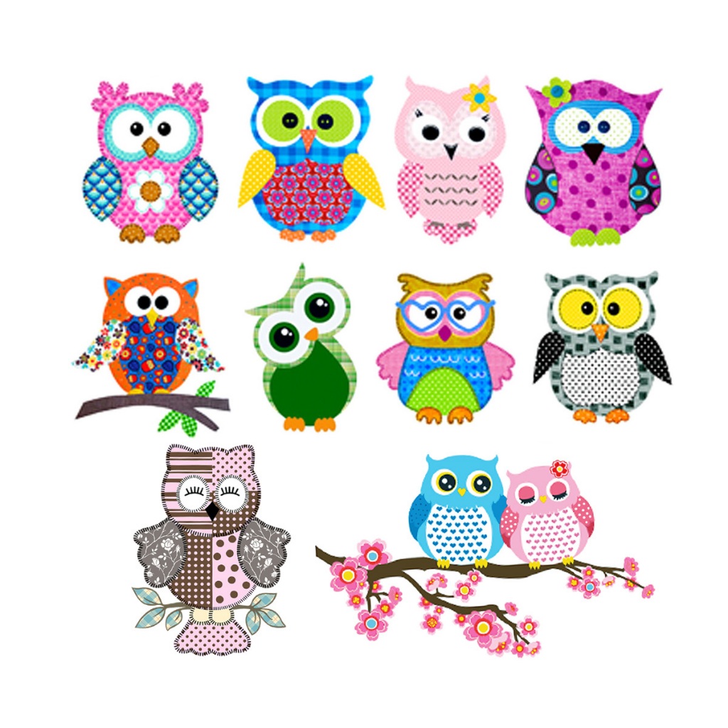 10 Apliques Corujinhas Patch Termocolantes de Tecido P/ Roupas 8cm | 9cm | Estampado não bordado - não precisa costurar em Oferta na Shopee