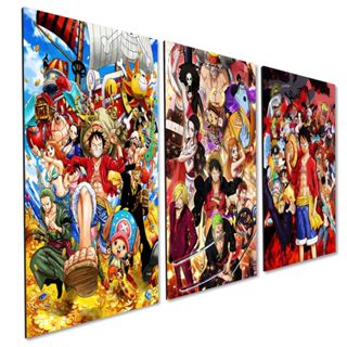 kit 3 Quadro Decorativo Anime One Piece Yonkous Exclusiva Quarto Geek em Oferta na Shopee