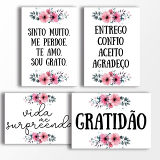 Kit 4 Ímãs de Geladeira Flores Perdão Hoʻoponopono, Vida Me Surpreenda, Gratidão, Entrego Confio em Oferta na Shopee