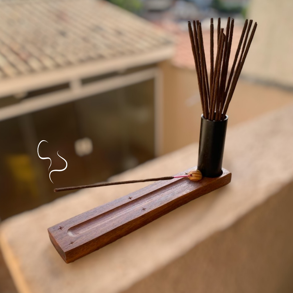Incensário com suporte para guardar incenso Suporte de Incenso Porta Incenso Especial