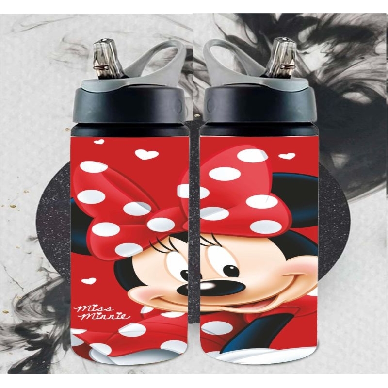 garrafa squeeze personalizada tema Minnie vermelho bolinha