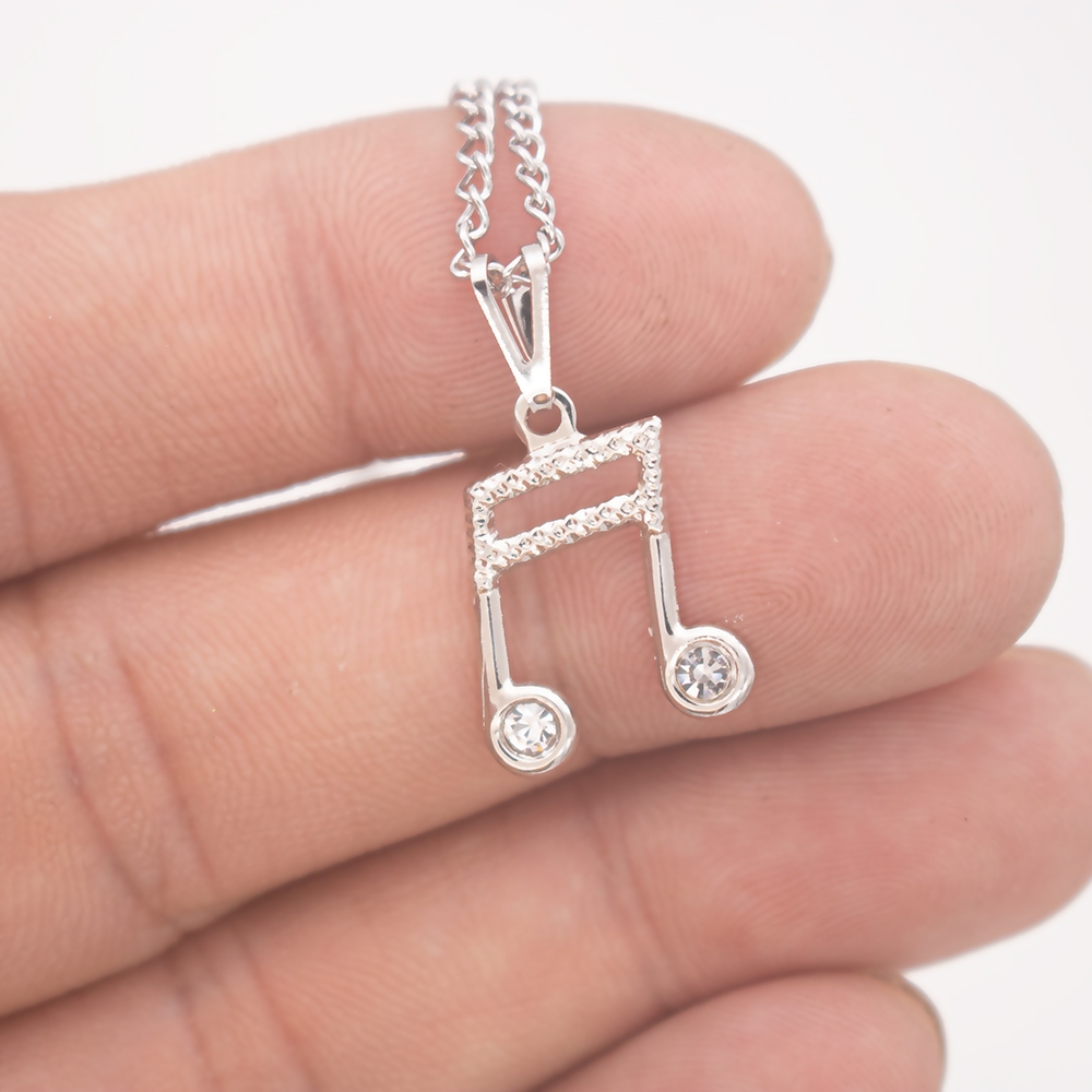 Colar gargantilha feminino nota musical clave do sol musica music ponto de luz prata prateado folheado dourado