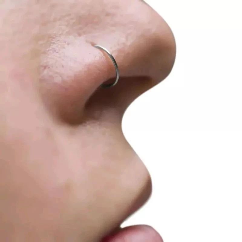 Piercing de Nariz Argolinha Prata 8mm Masculino Feminino aço Inoxidável