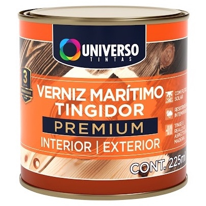 Verniz Para Madeira Marítimo Tingidor Premium 1/16 225ml Interior ou Exterior - Universo