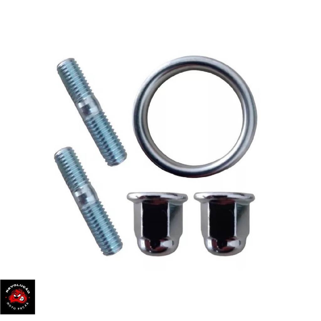 Kit prisioneiro do escape com anel titan150 start160 fan160 cargo160 titan160 bros150