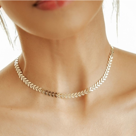 Colar Choker Escama De Peixe Folheado A Ouro 18k Colar Modelo Rabo de Sereia Folhas Escamas