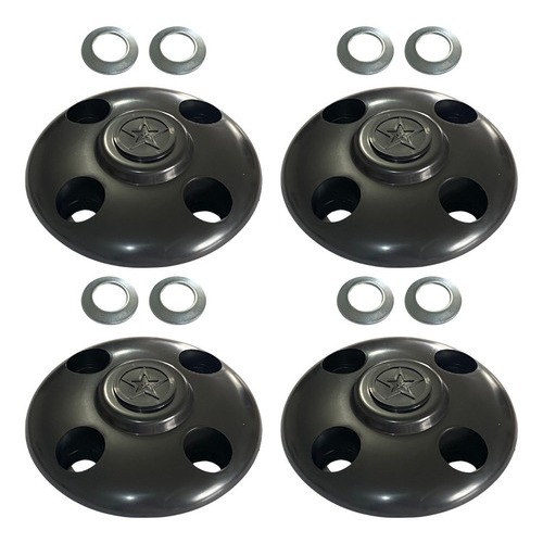 Calota Alfa Preta Jogo 4 Furos Fusca Brasilia Variant Kombi