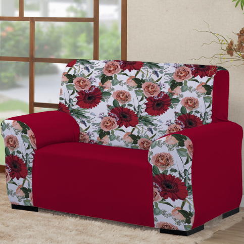Capa para de sofá 2 lugares Coladinha Mista (1PEÇA AVULSA) Decoração, Sala, Floral Estampado