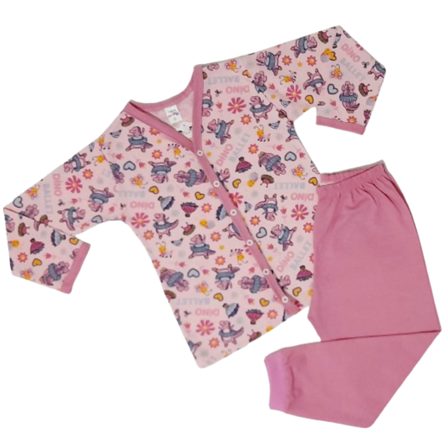 Pijama Infantil Menina  ( bebê ) - Manga Longa com Botão 100% Algodão - Tamanho  M e G - 600A