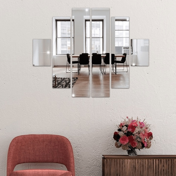 Espelho Decorativo Retangular Peças Acrílico Cristal Reflete Imagem