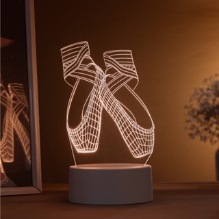 Luminária LED 3D de Mesa / Luz Noturna Presente Criativo / Decoração - sapatilhas de balé, ballet, bailarina