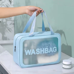 Bolsa Nécessaire Organizador Portátil Transparente WASHBAG Impermeável para Maquiagem Viagem Cosméticos Acessórios