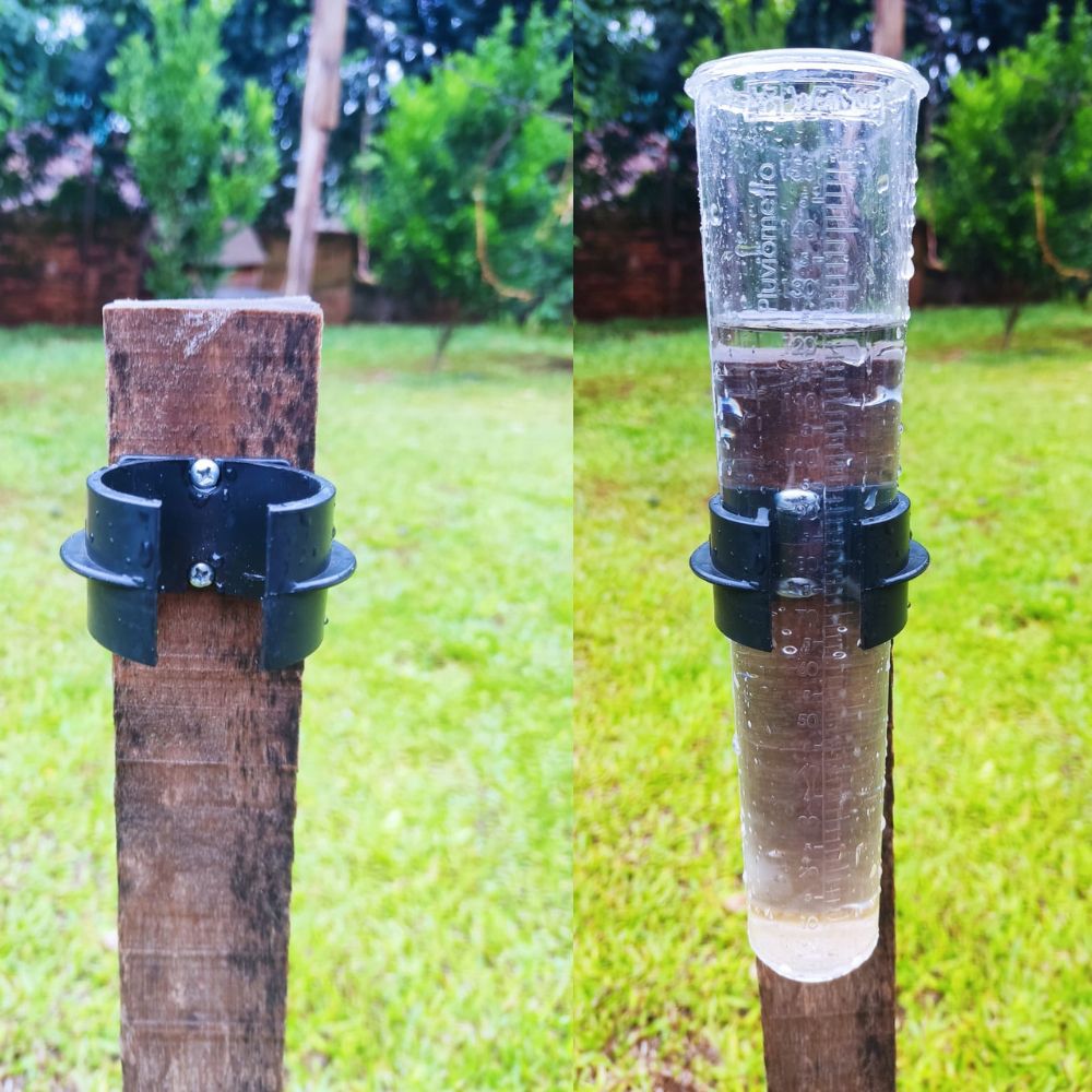 Pluviômetro medidor de chuva 150 mm proteção UV e suporte em Oferta na Shopee