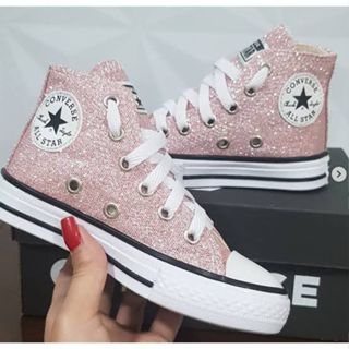 All Star Gliter Rosa Feminino Alstar Cano Alto Botinha