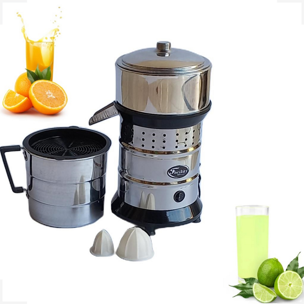 Extrator Espremedor de Suco de Laranja e Limão Elétricos Bivolts Inox  Motor Potente 700w Industrial Não Trava Com Garan
