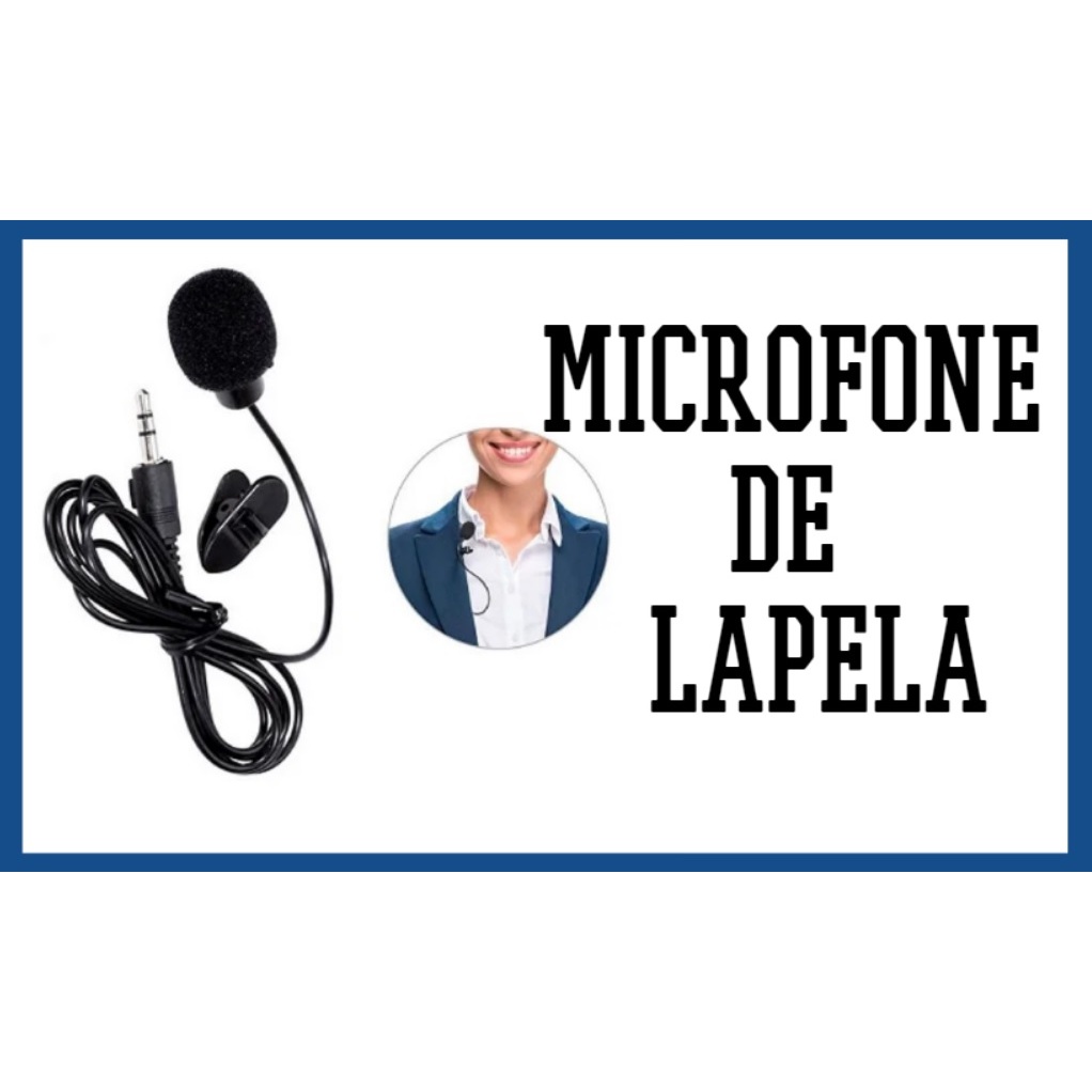 Microfone De Lapela Para Smartphone, Notebook e Computador, Palestras Youtubers P2 Com Clipe e Cabo De 1,5m