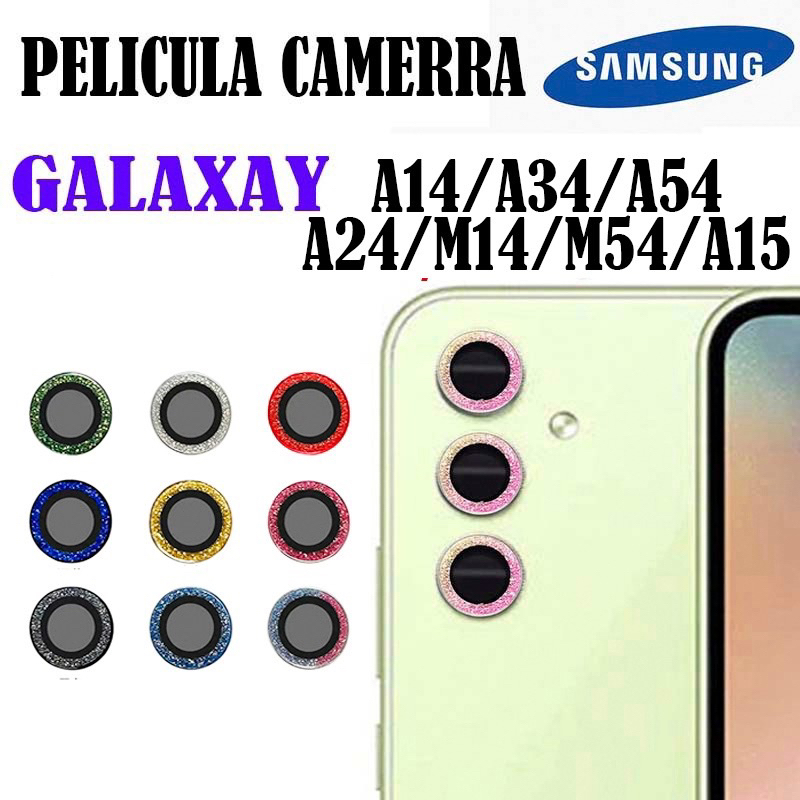 KIT 3 Peças Protetor da Lentes GLITTER Para Galaxy A15/A54/A24/A14/A34/M14/M34/M54 Peliculas de CÂMERA Vidro Temperado em Oferta na Shopee