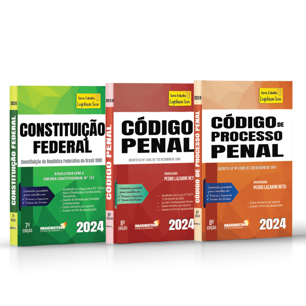 Imagem Constituição Federal + Código Penal + Processo Penal -Legislação Seca 2024 - Para provas e concursos