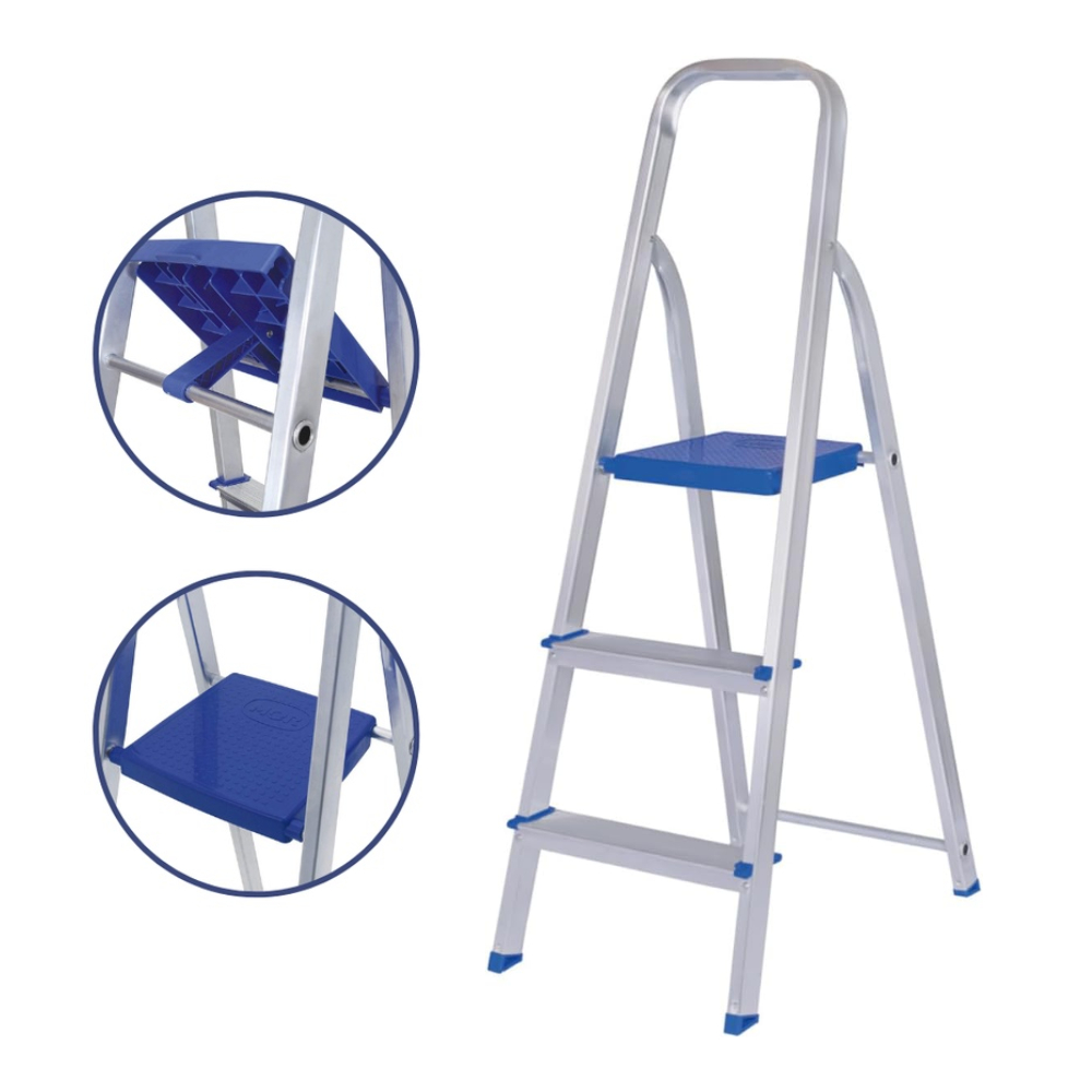 Escada De Alumínio 3 Degraus Mor Dobrável Pequena Escadinha Doméstica Multiuso Residencial Durável Pés Antiderrapantes
