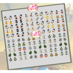 120 Adesivos para Unhas Tio Patinhas Cifrão 3D