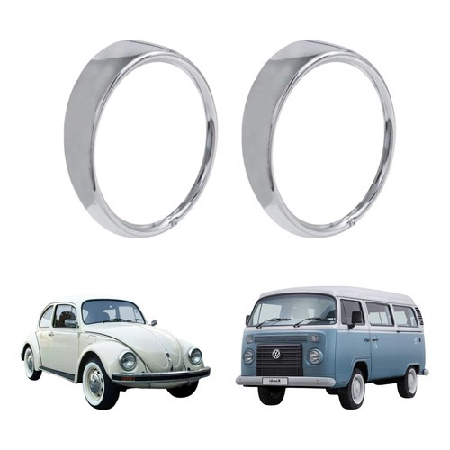 Par Aro Farol Fusca Kombi 74 Diante Cromado Moldura Frente